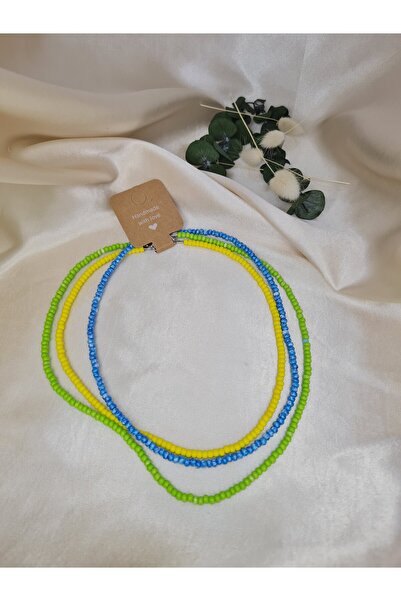 ZEYM COLLECTION Neon Colored 3-Piece Bead Necklace Set – Handmade Summer Bohemian Choker Combination