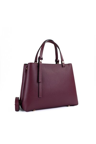 Posete Fagaras Martine Leather Purse - Bordeaux, Casual Bag Made of Genuine L...