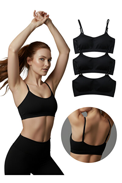 Hmd 3-Piece Mixed Pad Adjustable Strap Women's Half Tank Top Bustier |   Black, Skin, White