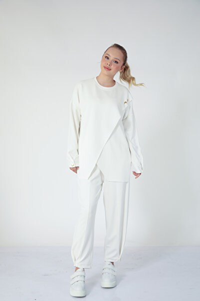 My City 5352 - Stylish Comfortable Single Jersey Knit Button Detail Loose Women's Set