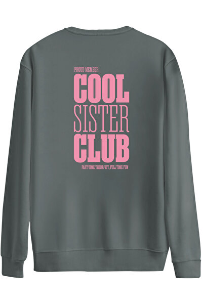 BetterThanCo Cool Sister Club Printed Crew Neck Oversized Sweatshirt