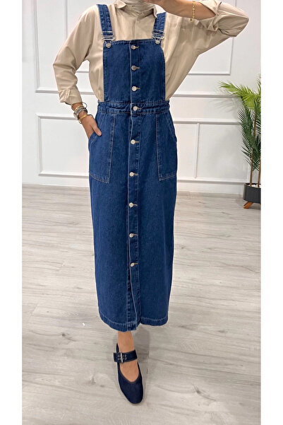 ZENGEZUR MALL Mtxdpn Skirted Salopet Enzyme Super Stone Wash Dark Blue D2521 (161204) (Size: 38)