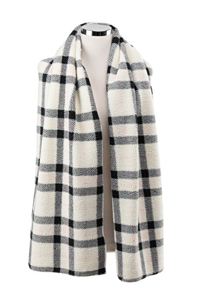 AQUABERRY Soft Plaid Premium Winter Scarf - White