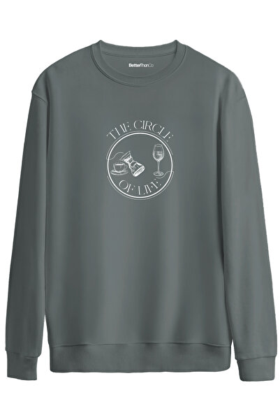 BetterThanCo Cercul vieții cu imprimeu guler rotund supradimensionat Swea tricou