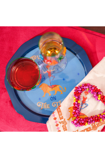 Zsa Zsa Zsu Nanpur Demir Dekoratif Tepsi 26x26x2 Cm Mavi