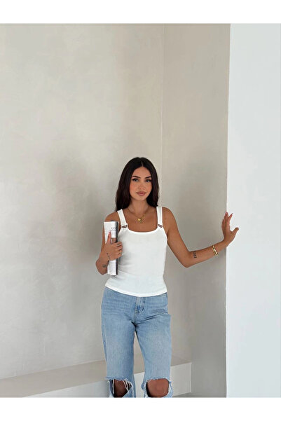 ZENGEZUR MALL Mtxdpn Ottoman Buckle Strap Blouse White S4194 (161302) (Size: S)