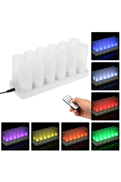 PLTECH Renk Değiştiren Şarjlı LED Mum Seti 12’li Uzaktan Kumandalı Gerçekçi A...