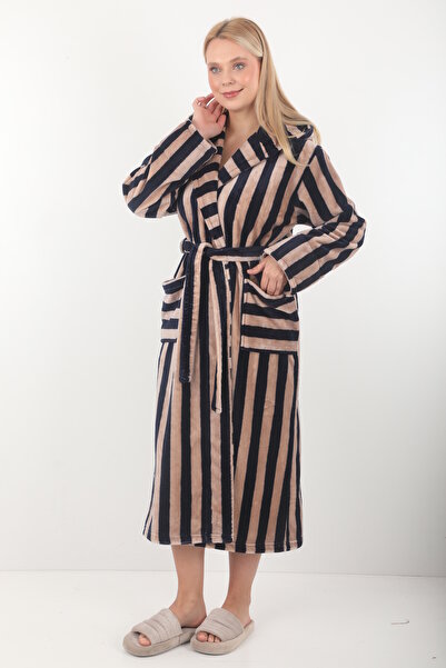 Wild Love Γυναικείο 100% μπαμπού ριγέ με κουκούλα μακρύ φόρεμα / μπουρνούζι