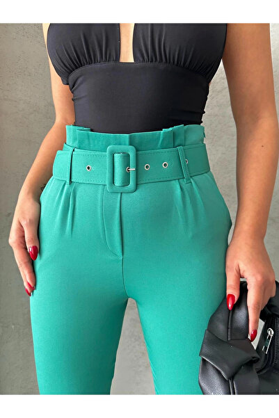 ZENGEZUR MALL Mtxdpn Belted Carrot Pants Green (161431) (Size: L)
