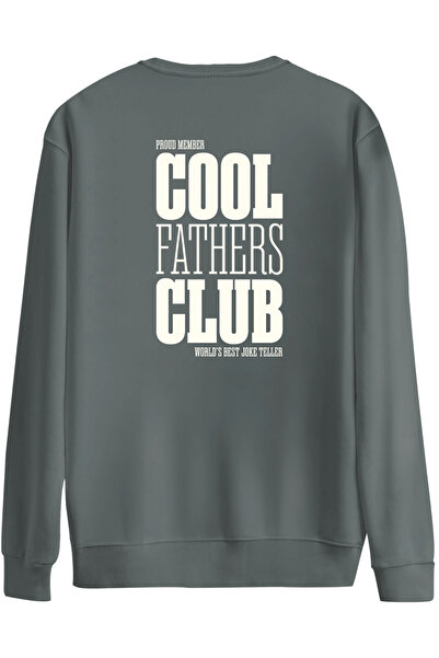 BetterThanCo Cool Fathers Club Printed Crew Neck Oversized Sweatshirt