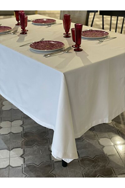 Lucien Home Seamless Plain White Tablecloth