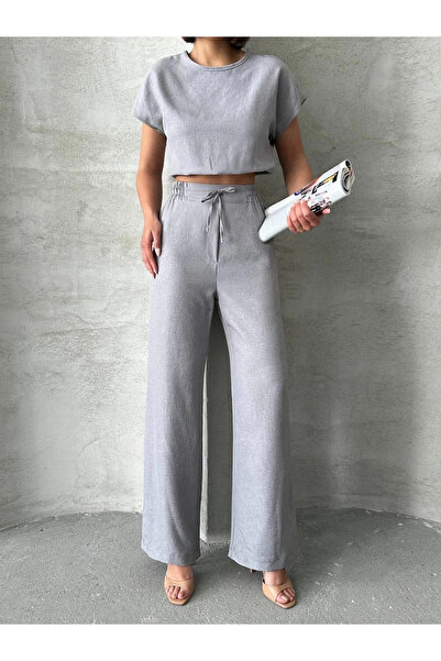 ZENGEZUR MALL Mtxdpn Blouse Pants Set S255057 Gray (164233) (Size: S)