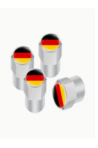 TVS Alman Bayrak Logolu 4 Adet Alüminyum Sbop Kapağı--VW, Audi, BMW, Mercedes...