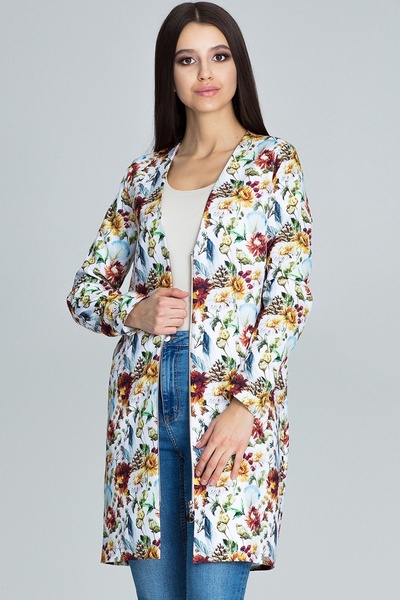 Figl Women's long jacket - Women's floral jacket M592 size XL