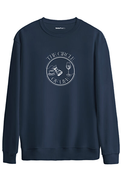 BetterThanCo Cercul vieții cu imprimeu guler rotund supradimensionat Swea tricou