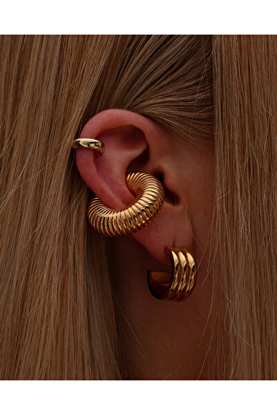 Vitastyle Gold Color Screwed Steel Ear Cuff Earring (Single)