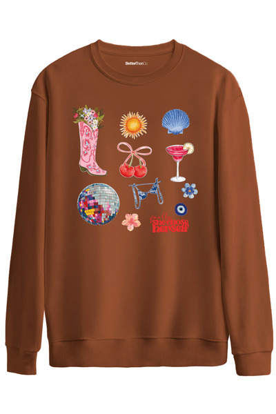 BetterThanCo Iubirea de sine cu imprimeu guler rotund supradimensionat Swea t...