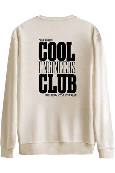 BetterThanCo Cool Engineers Club Printed Crew Neck Oversized Sweatshirt