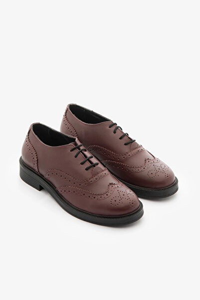 SAYL Бургундски дамски обувки от естествена кожа с връзки