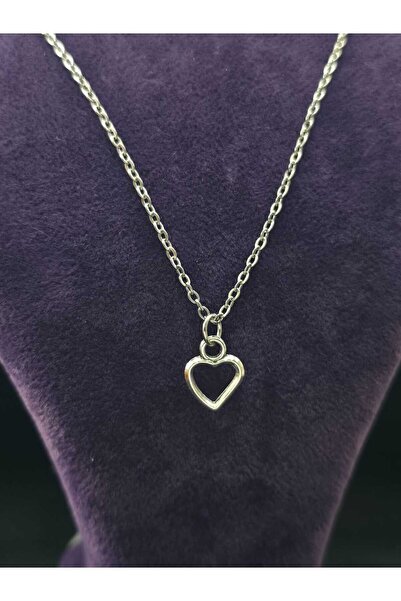 sarıyer silver قلادة على شكل قلب من الفولاذ المقاوم للصدأ مع سلسلة فولاذية، ت...