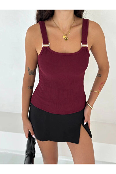 ZENGEZUR MALL Mtxdpn Ottoman Buckle Strap Blouse Burgundy S4194 (162743) (Siz...