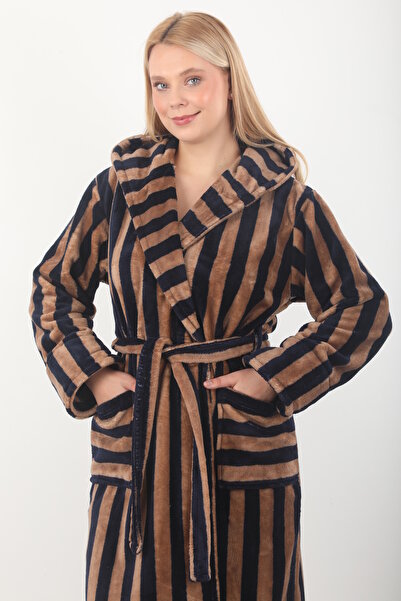 Wild Love Γυναικείο 100% μπαμπού ριγέ με κουκούλα μακρύ φόρεμα / μπουρνούζι