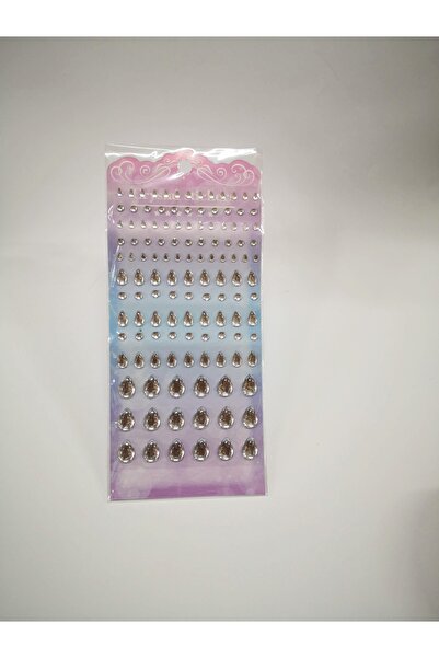 Linea Akrilik Taşlı Beyaz Damla Yuvarlak Sticker 9x17 cm Şeffaf Kartela - 124...