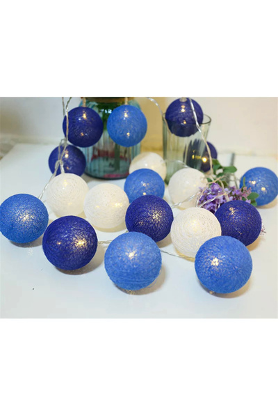 BLUE CORAL Cotton Balls 40 LED Colored 6M String Lights Garland Fairy Lights ...