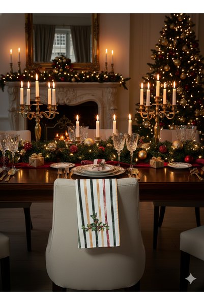 Elvya Christmas | %100 Pamuk Baskılı Kurulama Bezi – 40×60 cm Yılbaşı Temalı