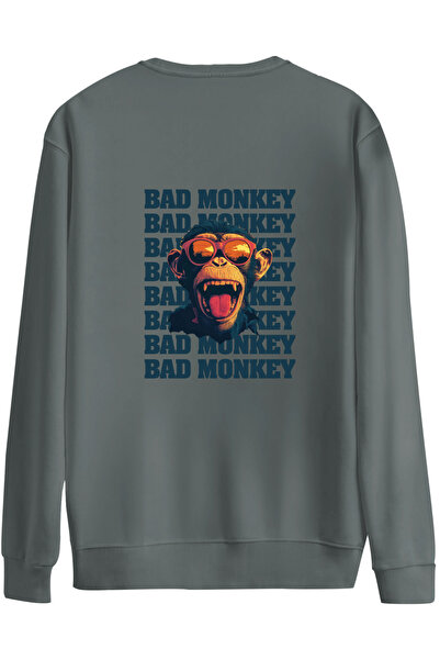 BetterThanCo Bad Monkey Printed Crew Neck Oversized Sweatshirt