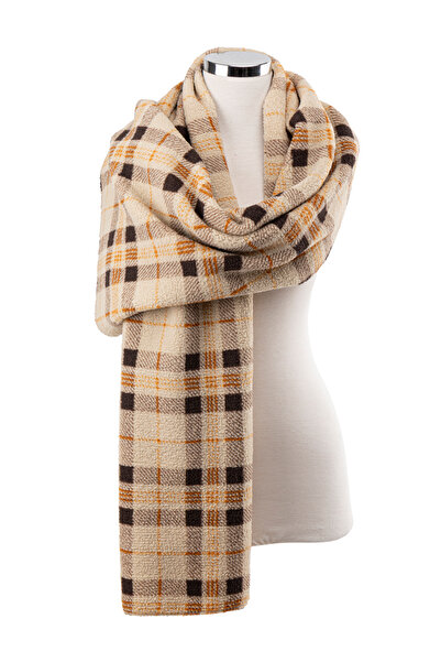 AQUABERRY Μαλακό καρό χειμωνιάτικο κασκόλ Premium - Καφέ