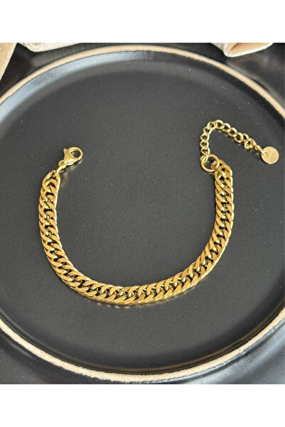 Vitastyle Gold Color Thick Braided Model Chain Steel Bracelet