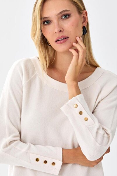 İKİLER Yuvarlak Yaka Kolları Çıtçıtlı Triko Bluz 256-1705