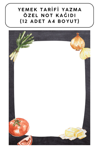 Organik Yolda ورق ملاحظات خاص لكتابة وصفات الطعام (12 قطعة بحجم A4)