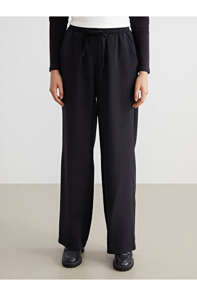 LC Waikiki Xside women's wide leg pants with elastic waistband in black