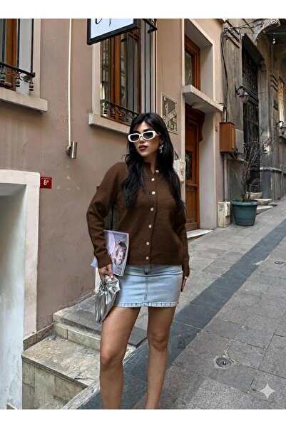 Sempre Women's Pink Buttoned Soft Knit Cardigan