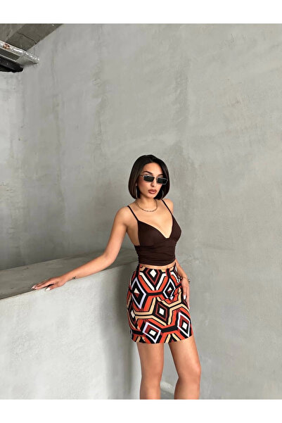 ZENGEZUR MALL Mtxdpn Ethnic Pattern Skirt S25470 Red (164308) (Size: S)