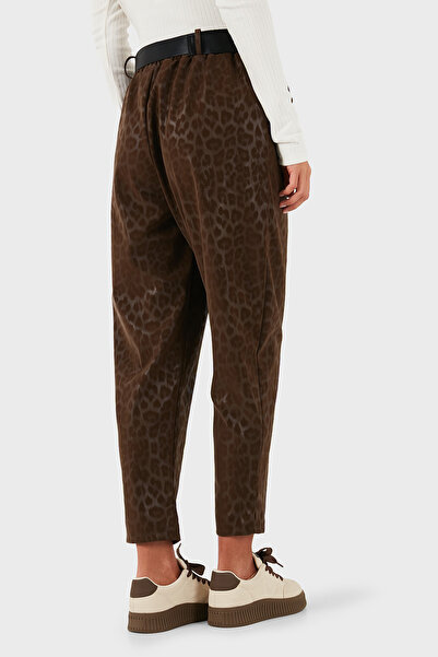 Via Dante imprimeu leopard Detaliu curea croi relaxat talie înaltă Pantaloni PANTALONI 6888600