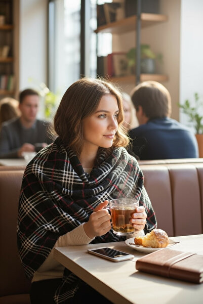 AQUABERRY Soft Plaid Premium Winter Scarf - Smoked