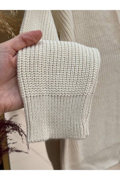 MİHRA STORE Fhina Corded Fabric 4 Gold Button Cardigan-Zi̇6202 Stone