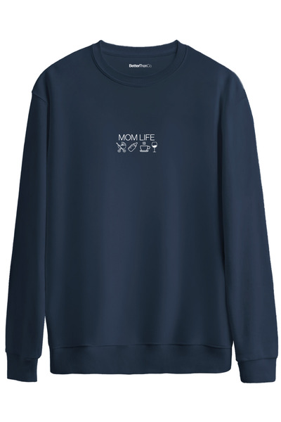 BetterThanCo Viața mamei cu imprimeu guler rotund supradimensionat Swea tricou