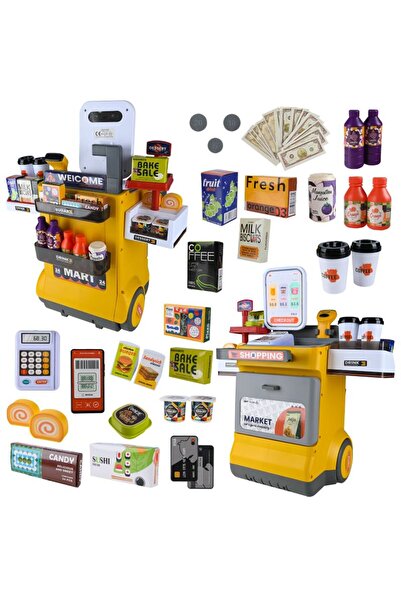 SERSIMO Set magazin pentru copii cu ladă și roți, sunete, rafturi multiple, 4...