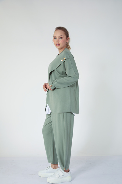 My City 5352 - Stylish Comfortable Single Jersey Knit Button Detail Loose Women's Set