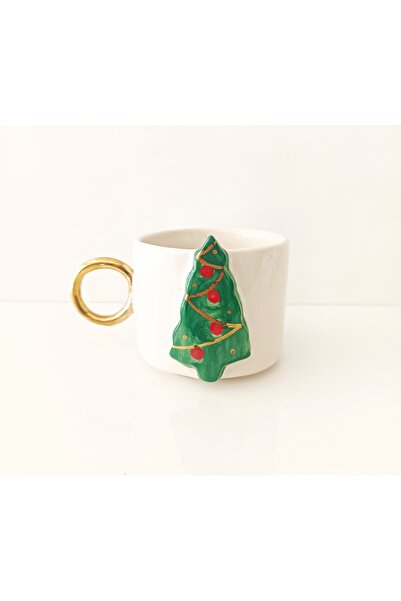 ADAMODART Pine Tree 24K Gold Detailed Ceramic Mug