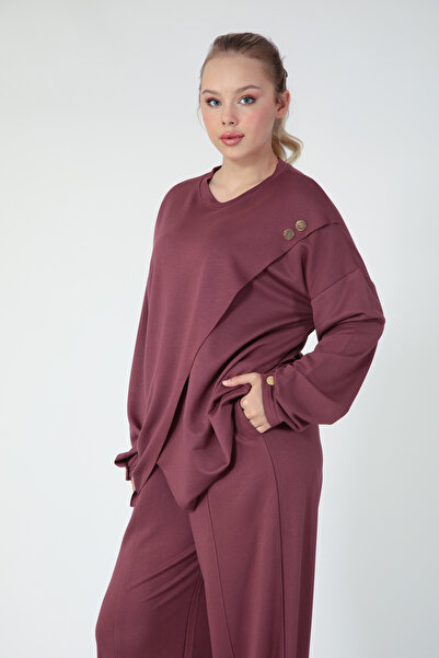 My City 5352 - Stylish Comfortable Single Jersey Knit Button Detail Loose Women's Set
