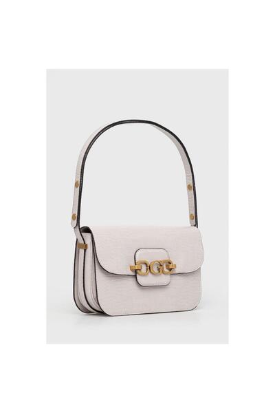 Guess Crocodile Convertible Shoulder Bag in Pearl White