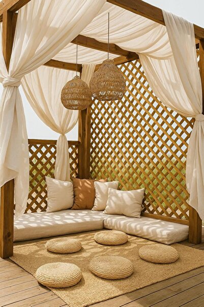 genric OneDcor Handwoven Straw Round Tatami Floor Cushion 40x10 cm – Natural