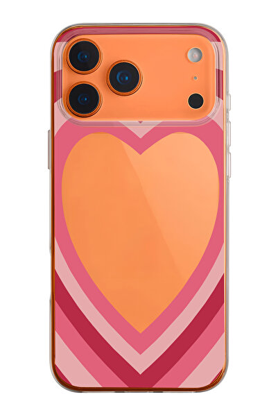 mooodcase iPhone 17 Pro Max Uyumlu Kalp Desenli Şeffaf Silikon Telefon Kılıfı