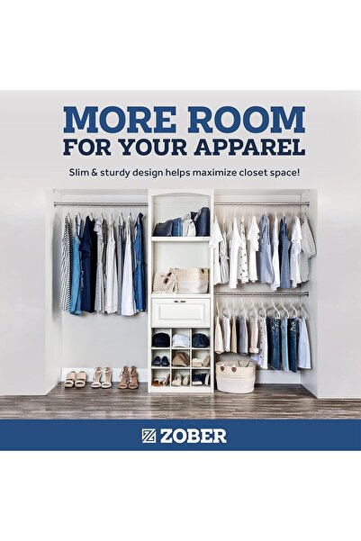ZOBER Velvet Hangers 45cm, Non-Slip, 360° Rotating Hook, Space-Saving (Beige, Pack of 20)