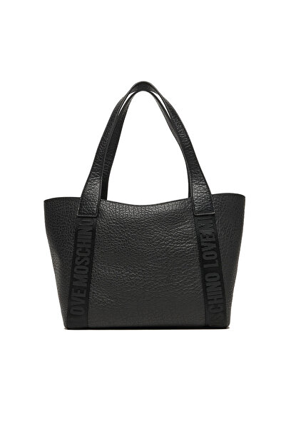 Love Moschino Women Metal Logo Zipper Closure Leather Short Handle Black Shoulder Bag Jc4337Pp0Nk14-00A